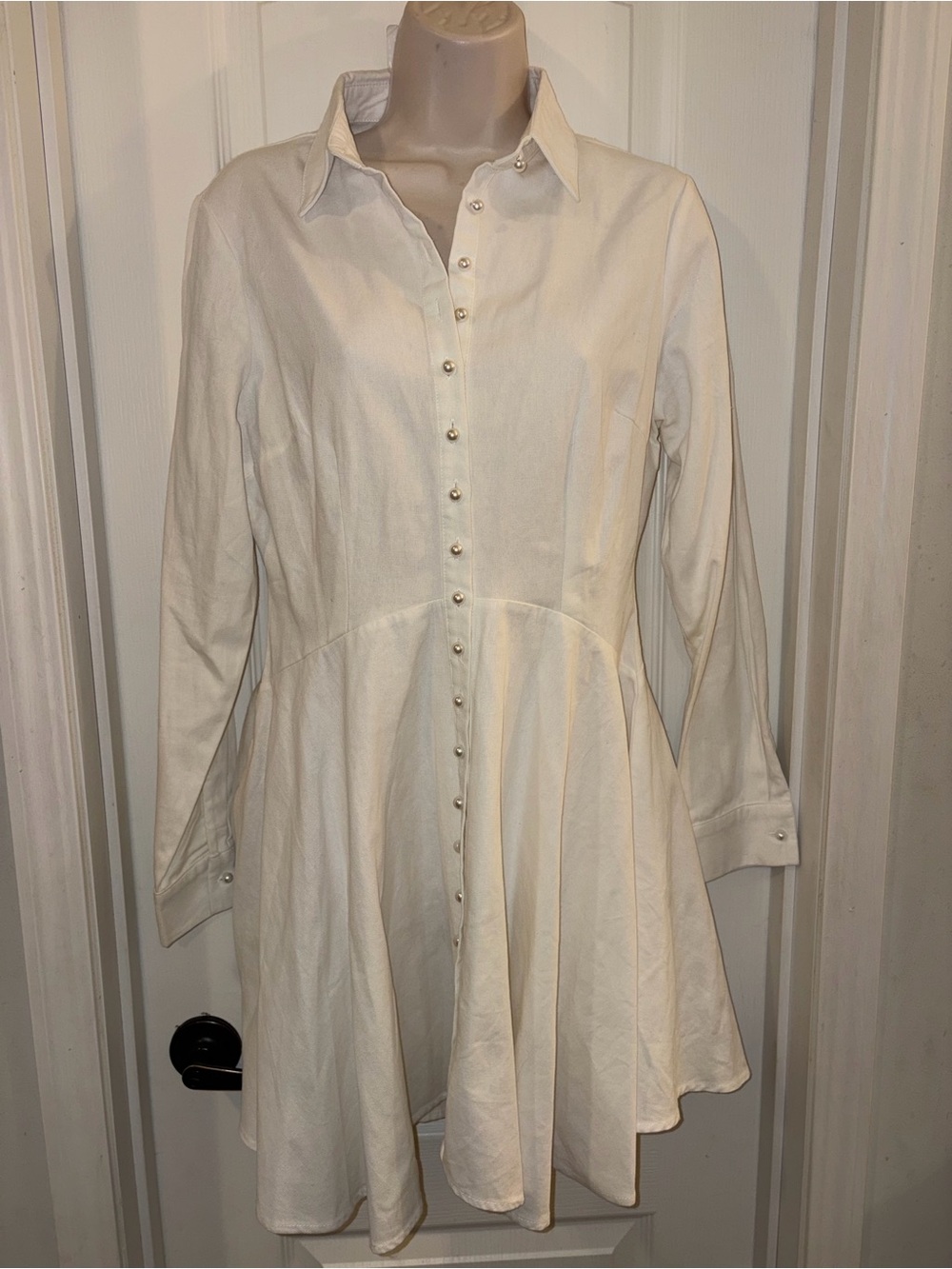 Missguided White Long Sleeve Button Down Shirt Dress Size 4 NWOT